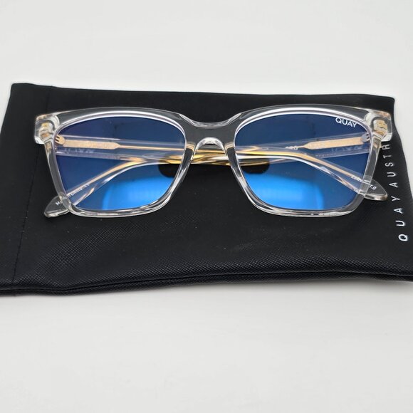 Quay Australia CEO 1212 Crystal Clear Frame Blue Light Computer Glasses w/ Case - Picture 1 of 16